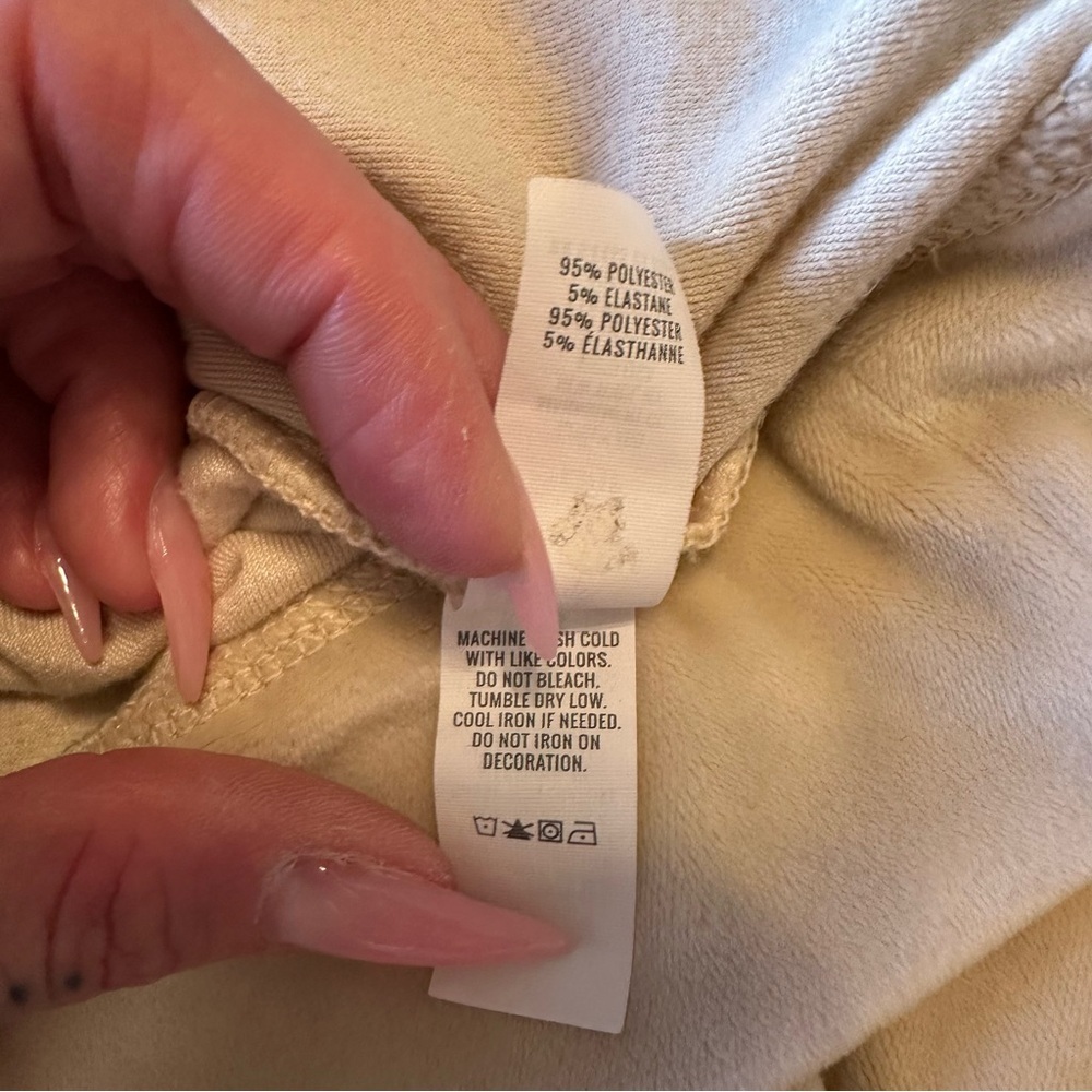 Aerie Offline Velour Mock Neck Long Sleeve Tan Neutral Hoodie, XS - Picture 5 of 9